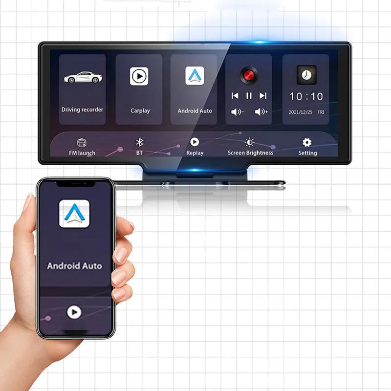 2.5K 11-inch black dash cam with 170° wide angle lens on dashboard