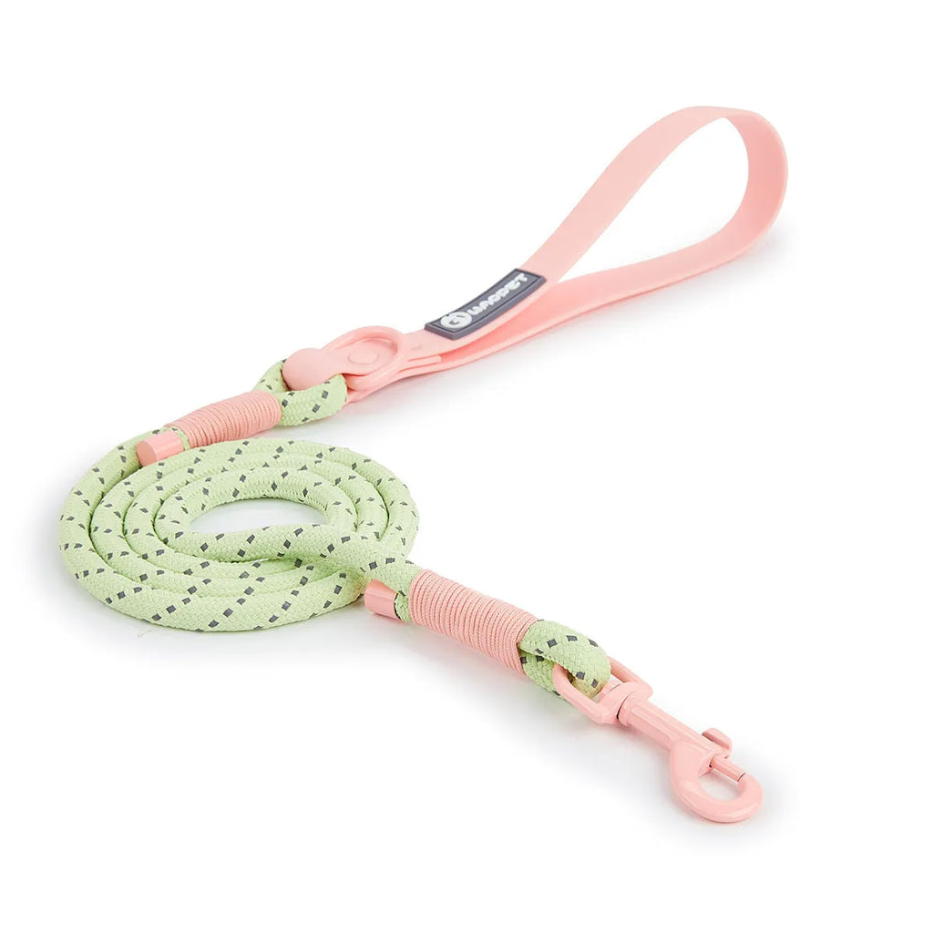 Solid colour PVC dog hand holding rope leash in Dark Red Purple Yellow or Taoyao Green.
