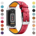 Genuine cowhide leather strap for Fitbit Charge 5 smartwatch in various colours