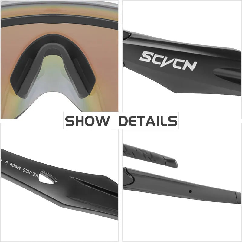 Integrated lens athletic glasses with frameless windproof goggle design in colourful styles