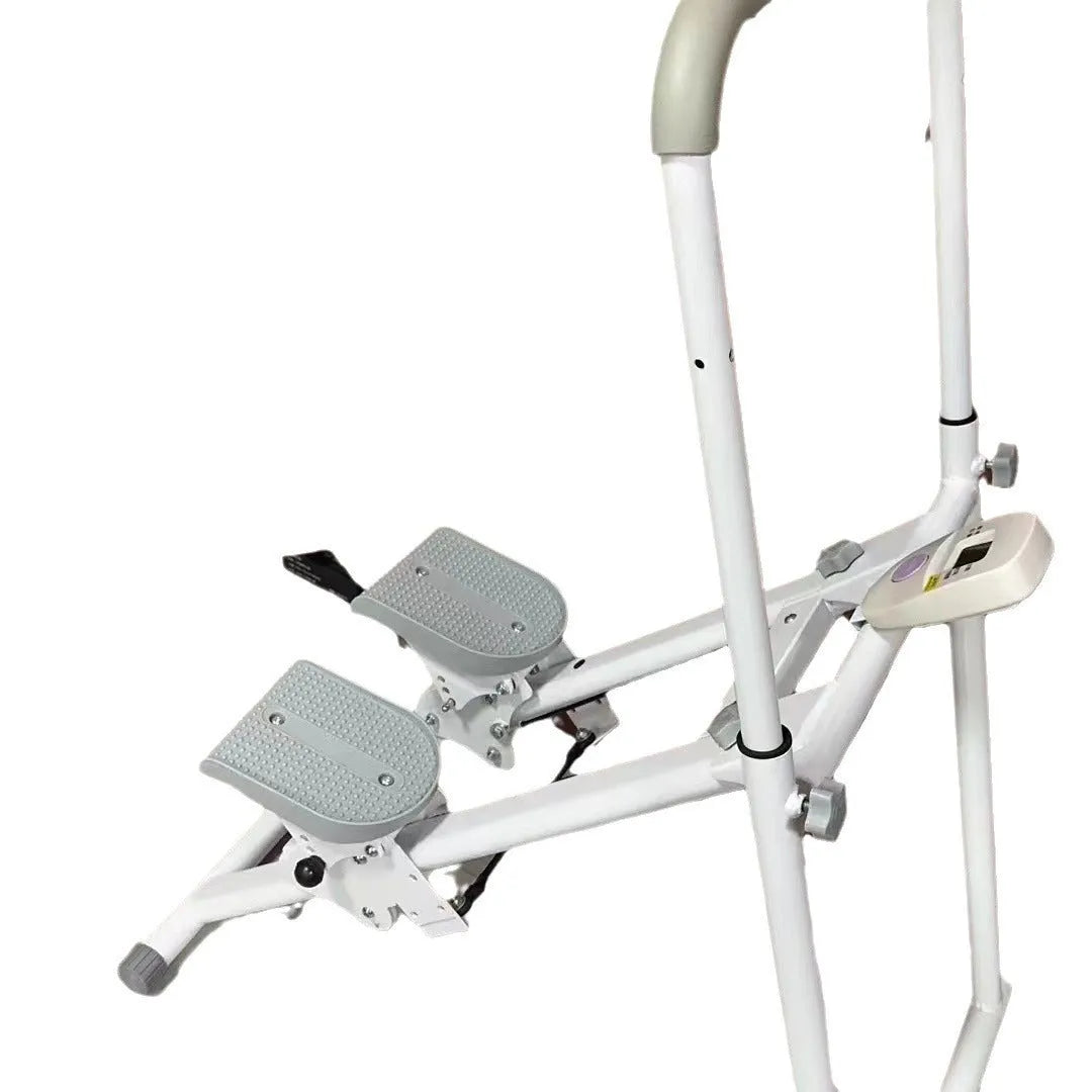 Starlight White foldable indoor climbing frame with integrated treadmill for home fitness