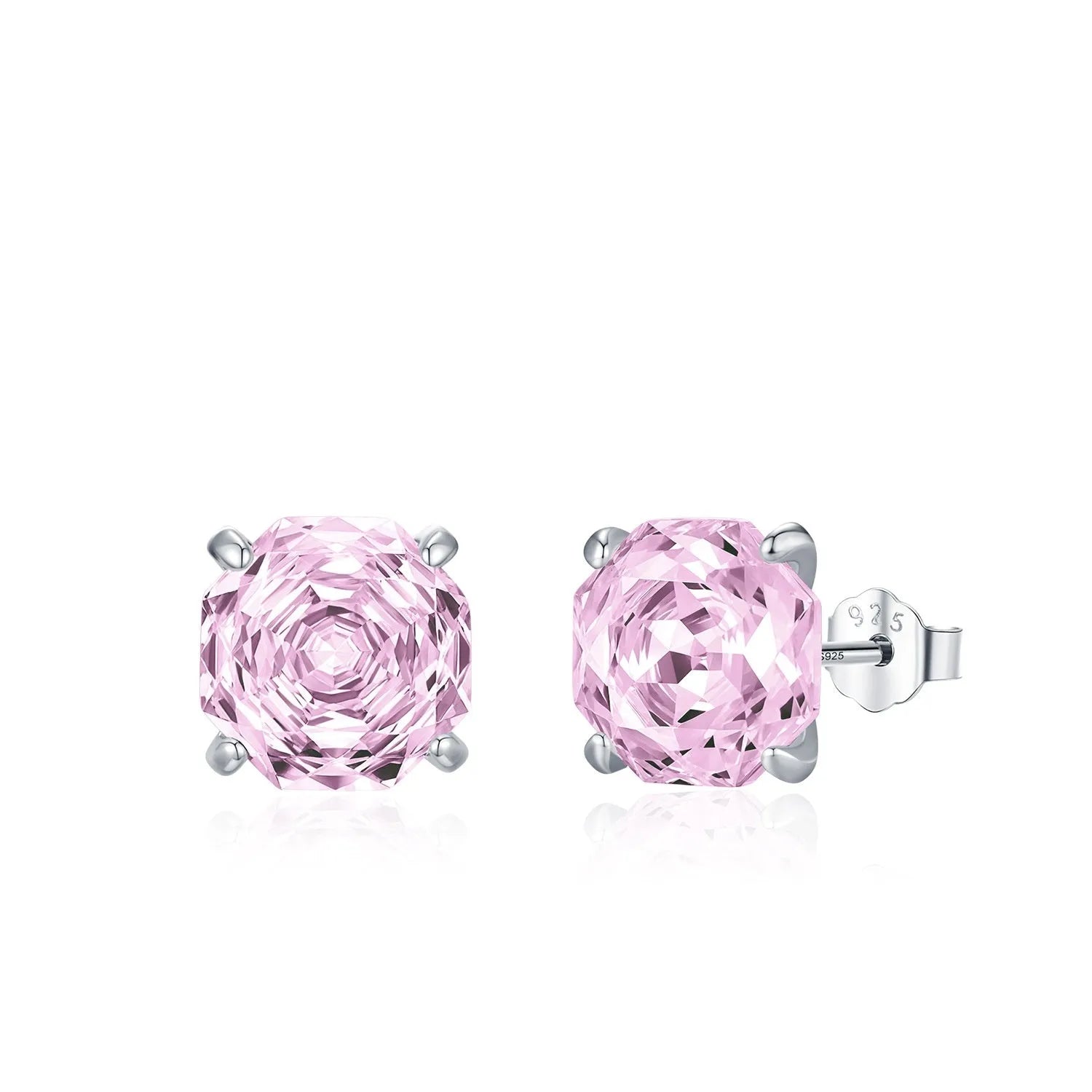 S925 sterling silver rose stud earrings with flower shape in 6mm and 8mm sizes
