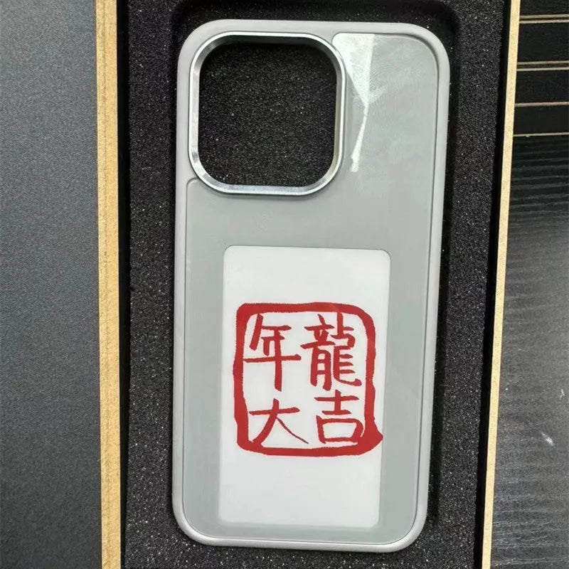 DIY display screen phone case for iPhone 15 Pro Max in blue, PC TPU shockproof protective case with sprayed Ins-style finish