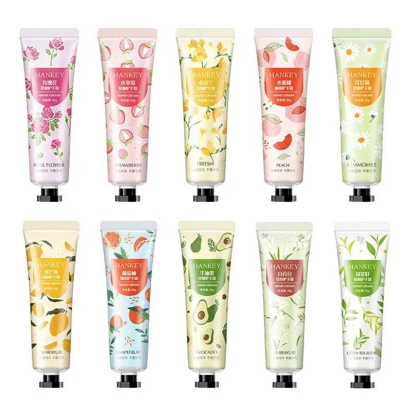 30g fruit hand cream container with natural fragrance options for dry skin moisturising