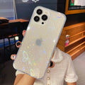 Transparent silicone iPhone case with laser love pattern on multiple iPhone models