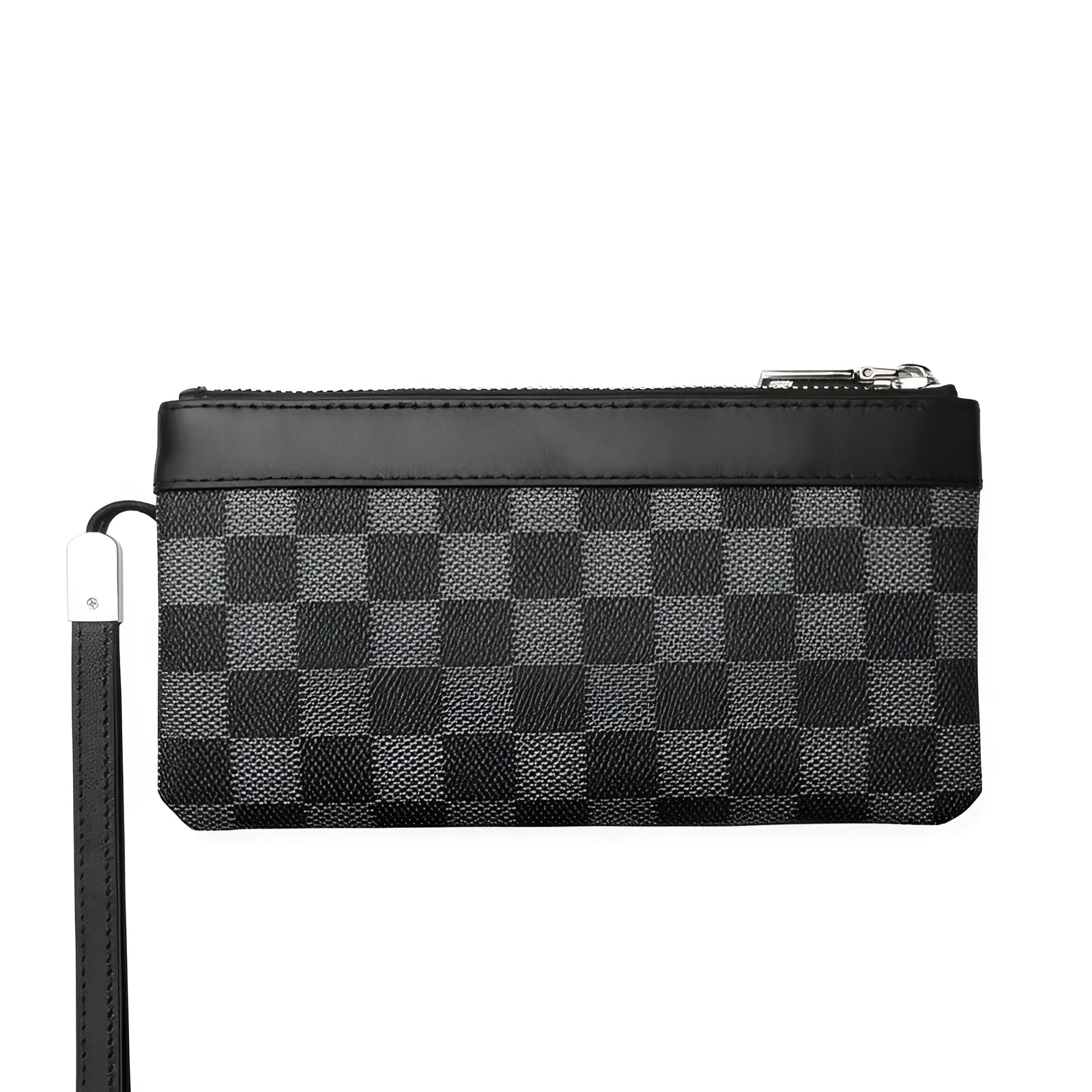 Black men's leather clutch wallet made from genuine cowhide measuring 20 by 10 centimetres