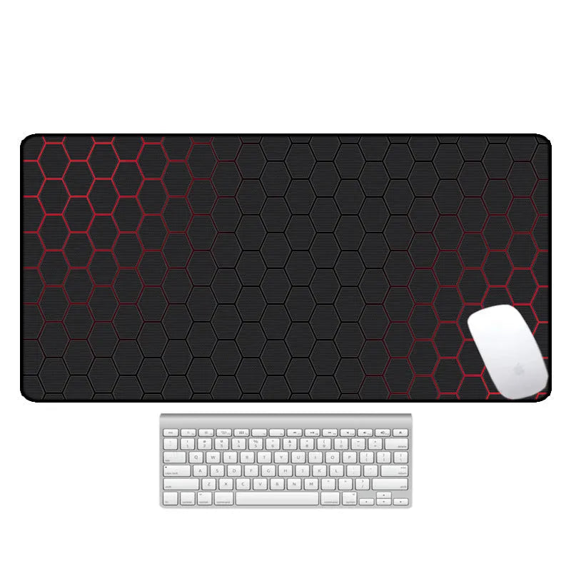 Large computer desk pad with natural rubber non-slip base showing thermal transfer printed pattern