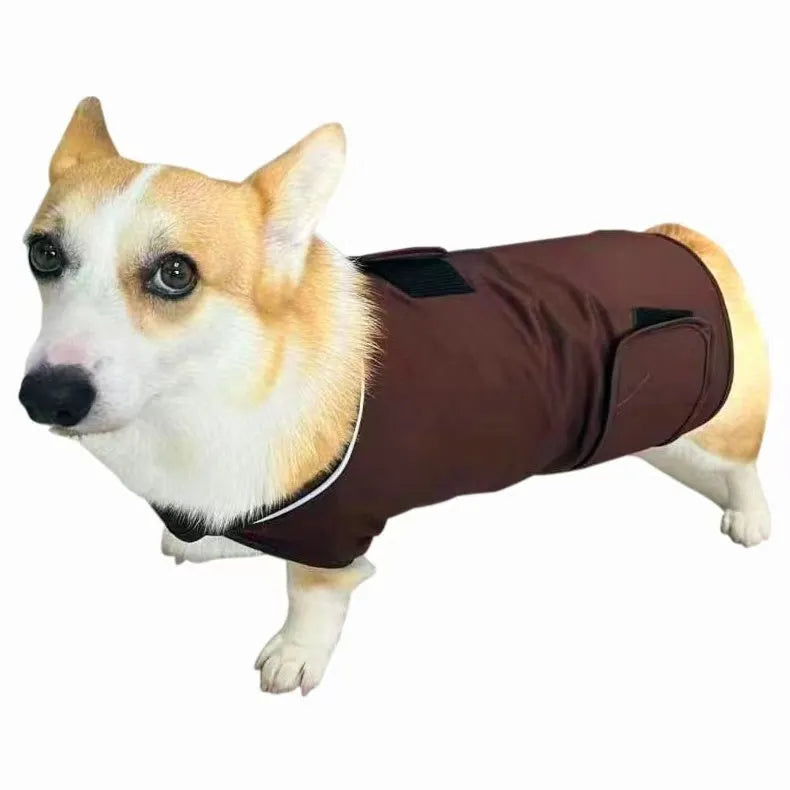 Brown dog anxiety relief tank top for separation anxiety made from stretchy cotton fabric