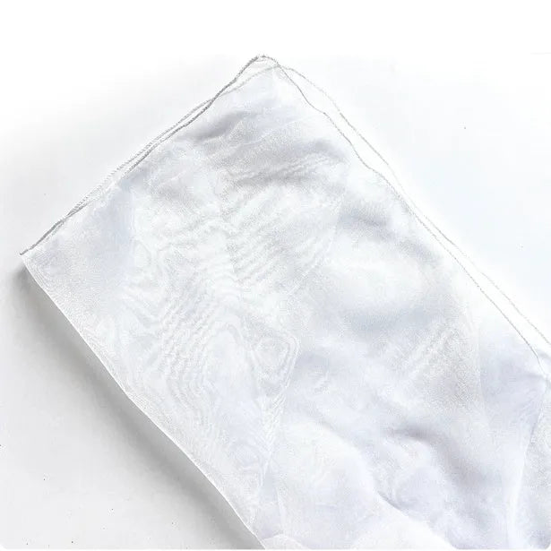 Two square pieces of silk fabric for wrapping flower bouquets, shown in assorted colours.