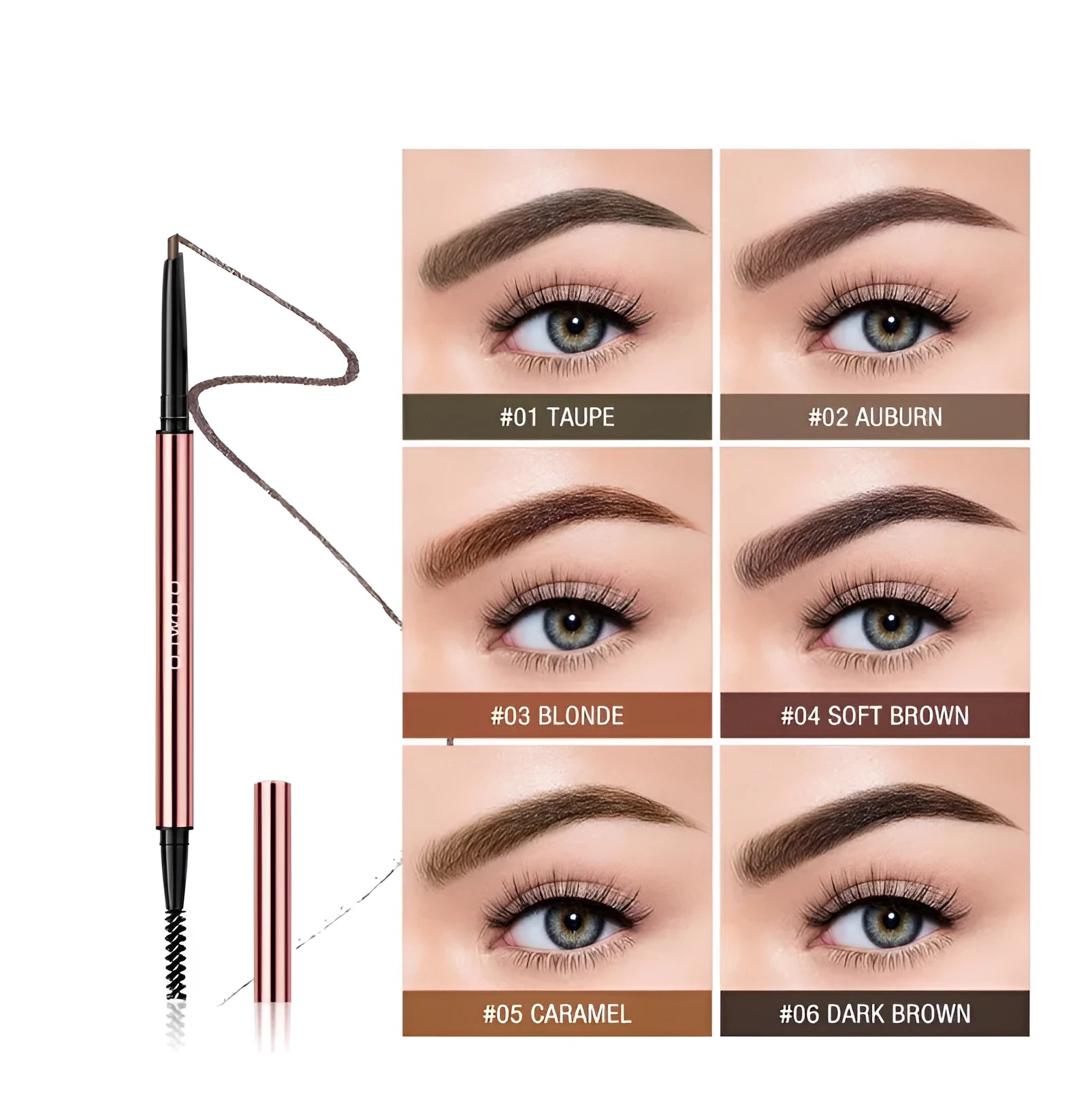 Square eyebrow makeup pencil in six colour options on a 0.7cm width.
