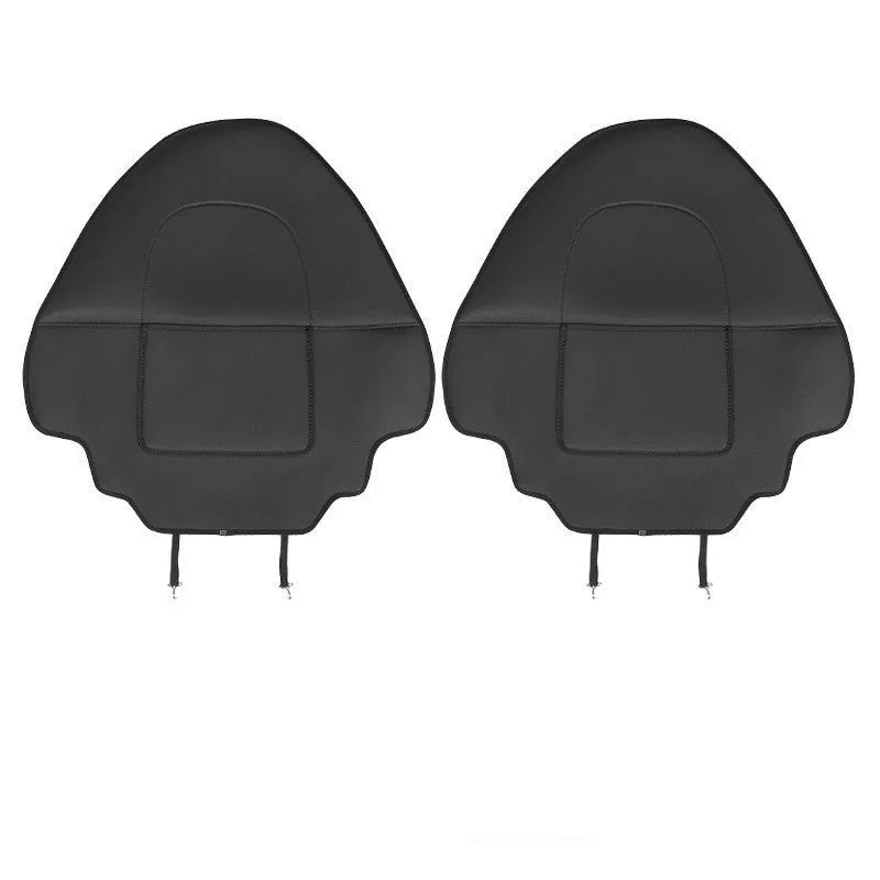Set of two black leather motorcycle seat anti-kick pads for dirt prevention