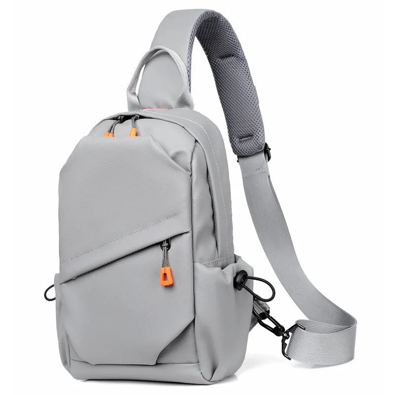 Men's black waterproof polyester crossbody bag with single shoulder strap