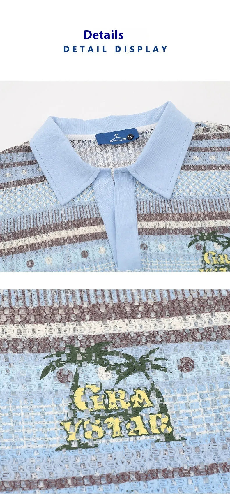 Men's printed short sleeve shirt in blue with loose fit casual styling