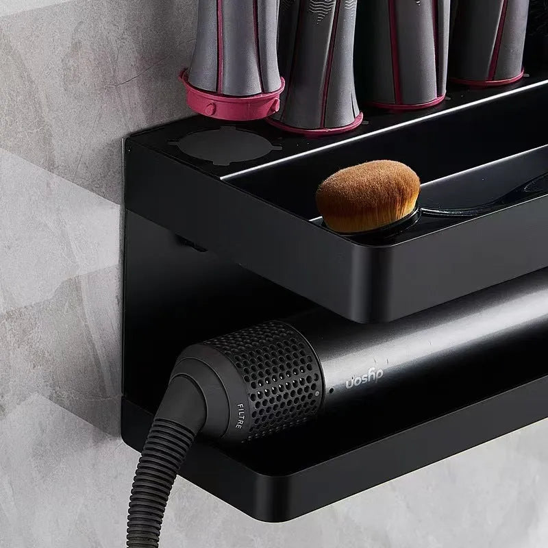 White punch-free aluminium bathroom storage rack holding Marcel wavers on double layers