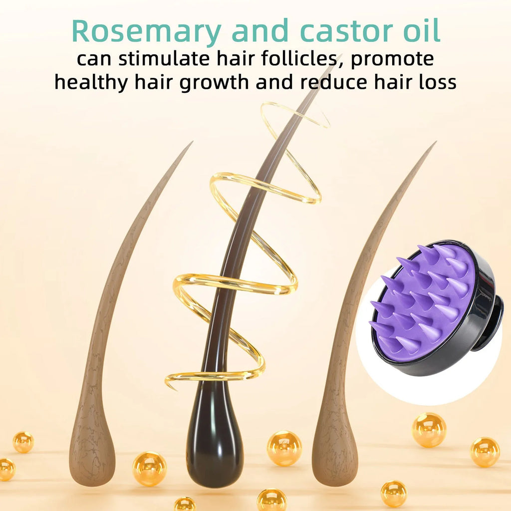 118ml bright yellow hair treatment oil bottle with massage brush applicator for dense long hair