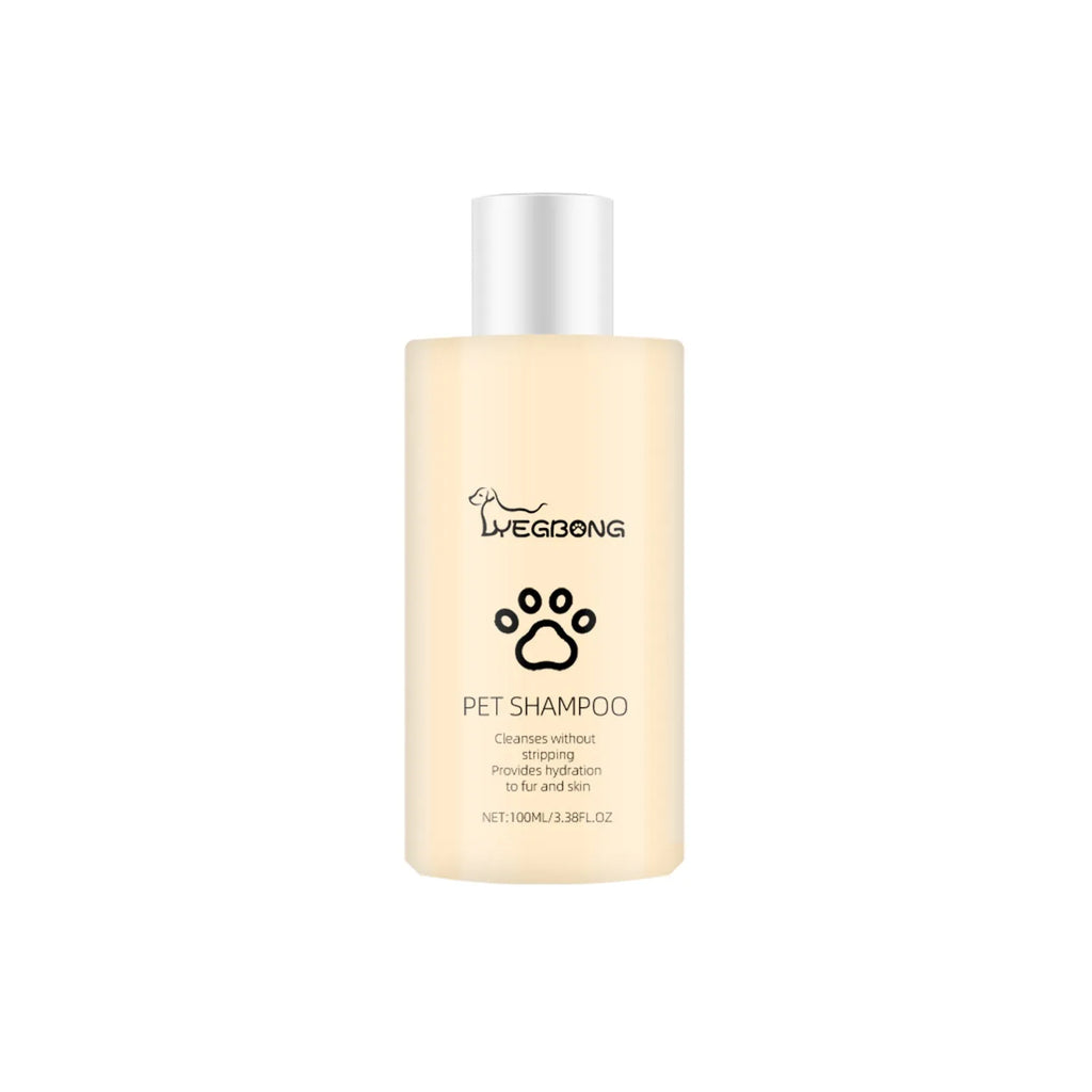 Mild pet shampoo bottle for cats and dogs in 100ml and 300ml sizes
