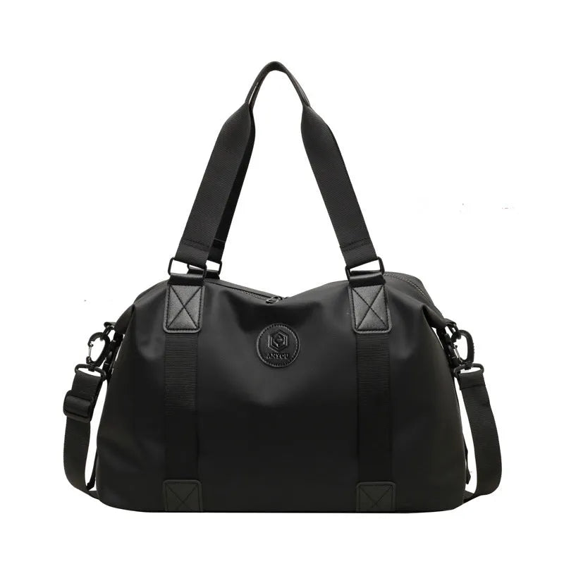 Oxford cloth travel bag in black with 36-55L capacity and waterproof construction for leisure travel