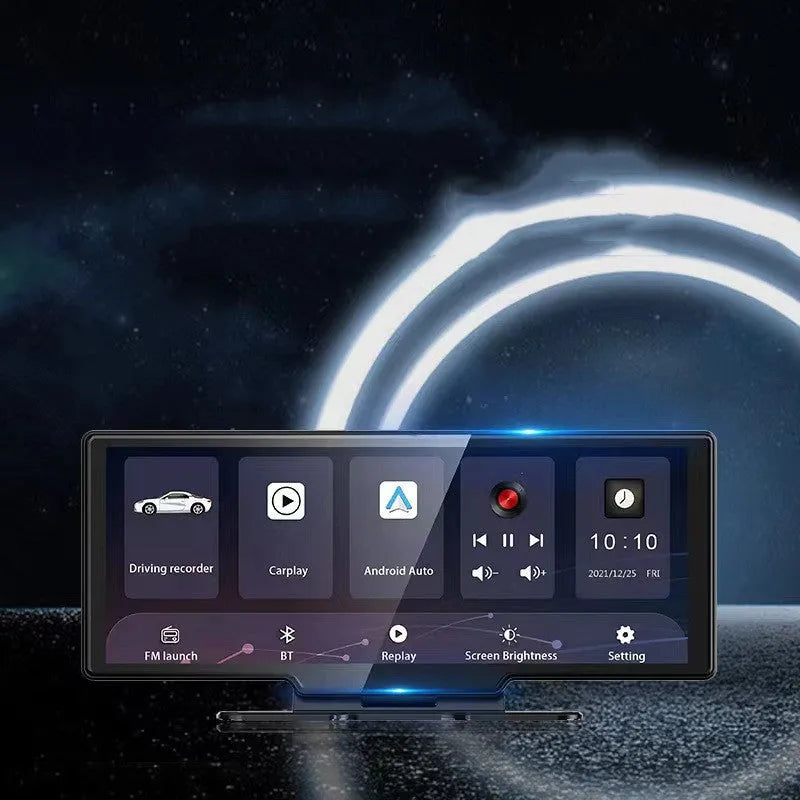 2.5K 11-inch black dash cam with 170° wide angle lens on dashboard