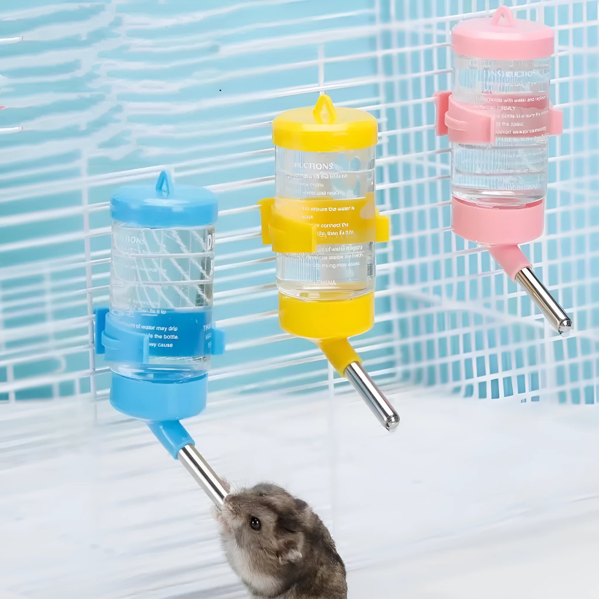 Ball kettle pet water feeder in five colours with glass tube option for rabbits, guinea pigs, hamsters