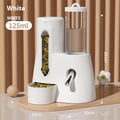 White, blue, and pink hamster automatic drinking water feeder and food basin for dwarf hamsters.