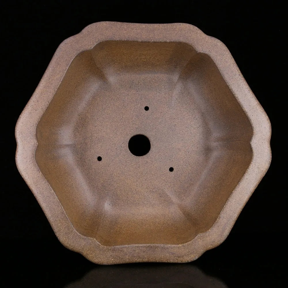 Handmade large hexagonal purple sand tea basin for plant cultivation