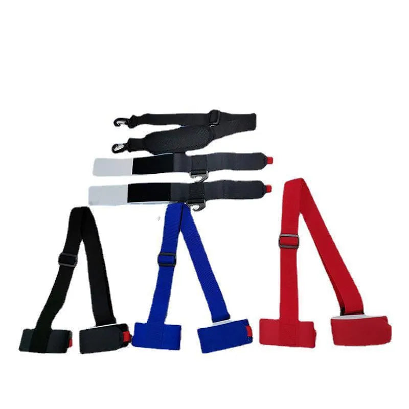 Hook and loop skiing bandage strap with adjustable shoulder strap in multiple colour options
