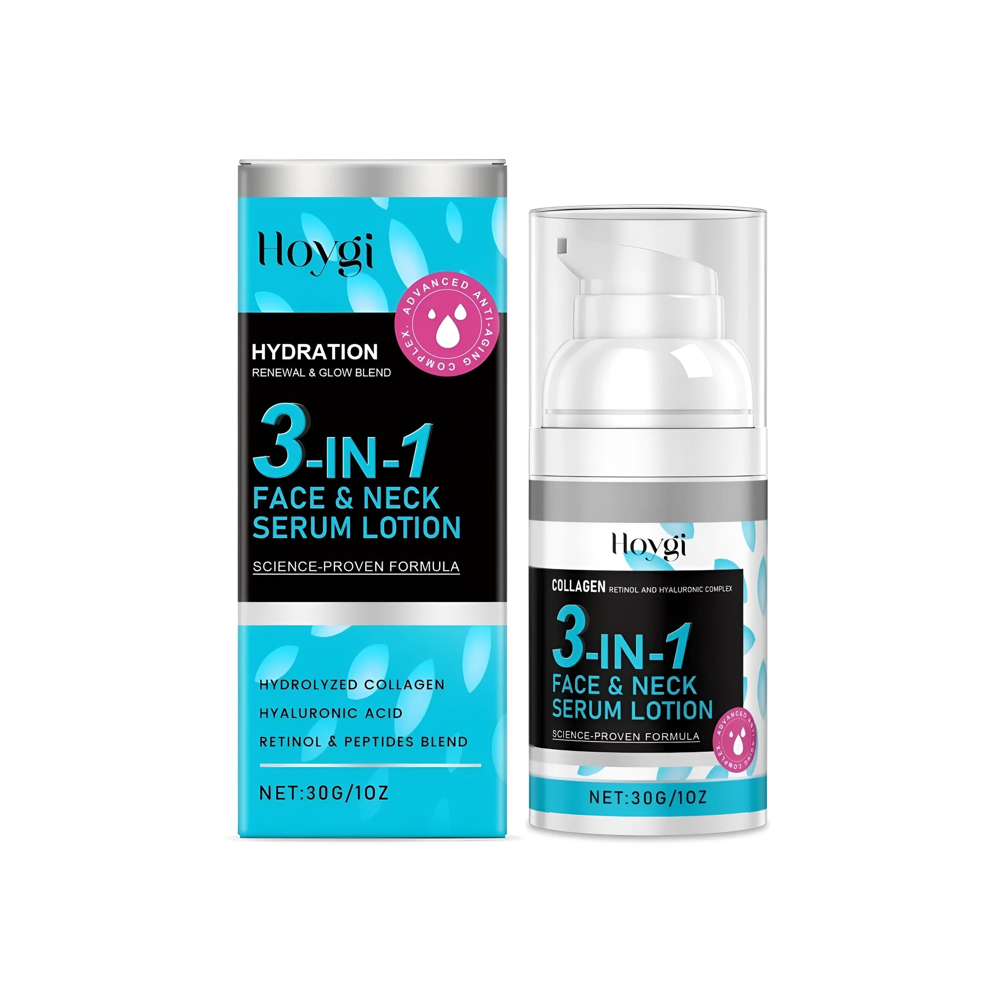 30g container of 3-in-1 Face Neck Serum Lotion essence milk