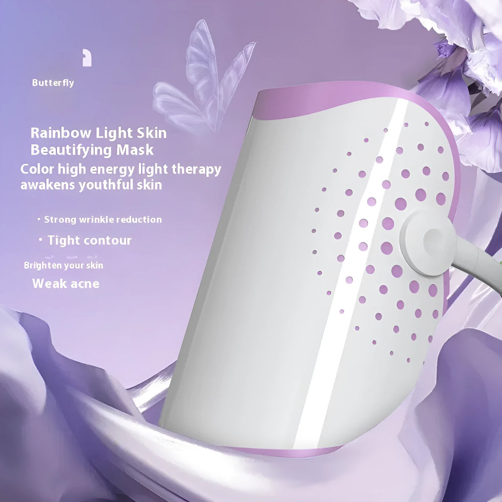 White and purple photon IPL beauty mask device for at-home skincare treatment