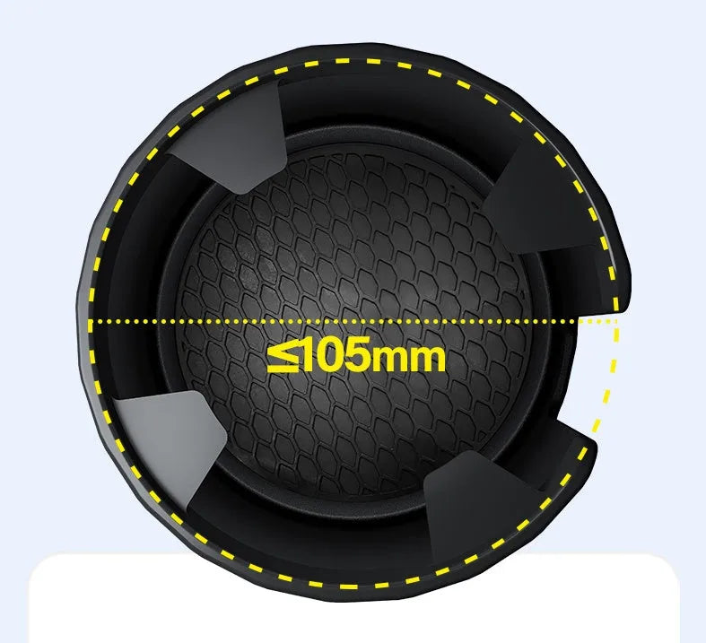 Matte black adjustable car cup holder expander for large bottles and drinks.