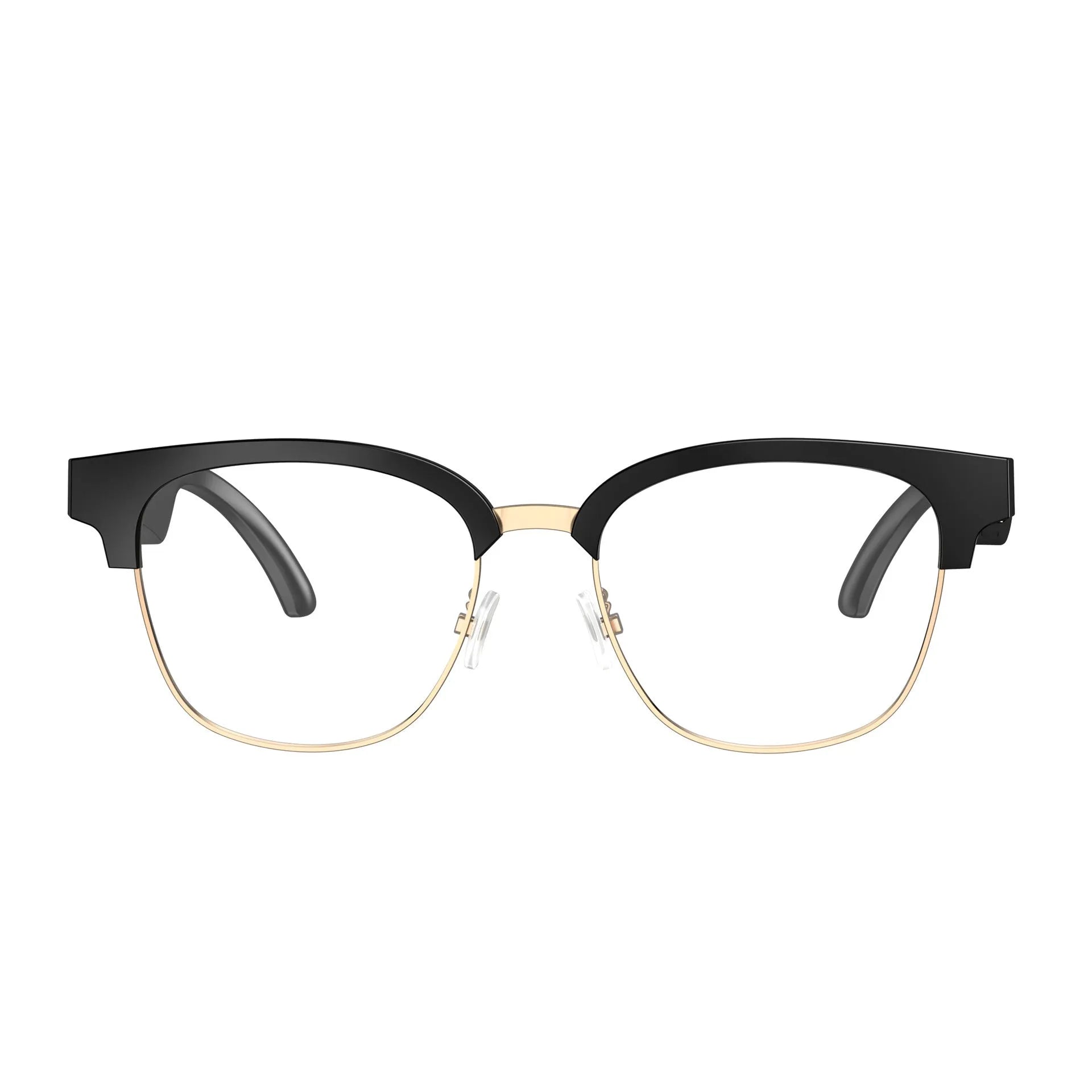 F1 Black Technology Bluetooth glasses with gold frame gradient colour, directional audio headset, and anti-blue ray lenses