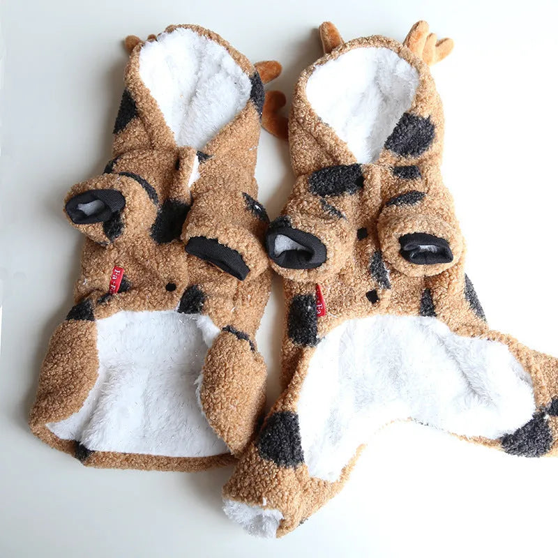 Polka dot elk couple pet clothing for dogs and cats in casual style with five size options