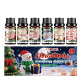Christmas aromatherapy oil set showing six bottles including 60ml and 10ml sizes