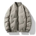 White duck down thickened winter coat for men in solid colour, regular fit, polyester shell