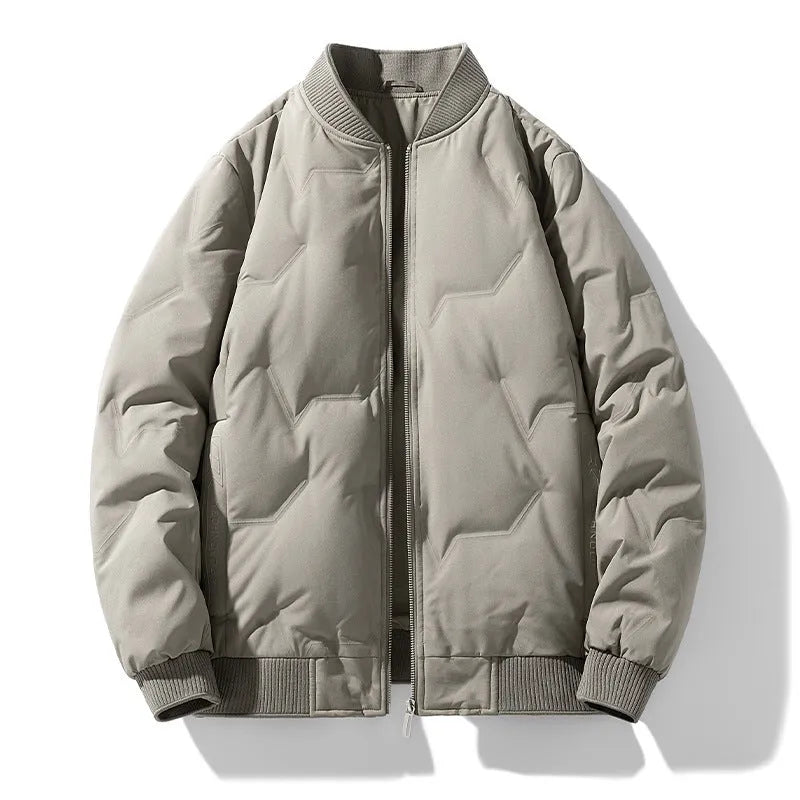 White duck down thickened winter coat for men in solid colour, regular fit, polyester shell