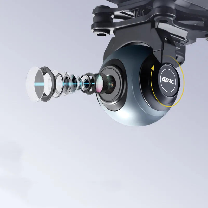 GPS quadrocopter drone with anti-fall features and dual cameras on remote controller