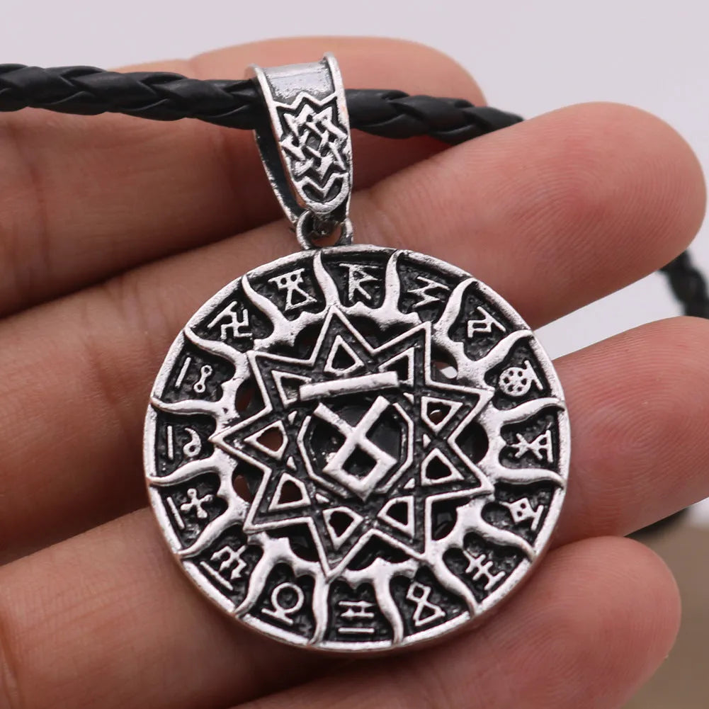 Lunavin ODing text logo pendant necklace on an antique silver snake bones chain