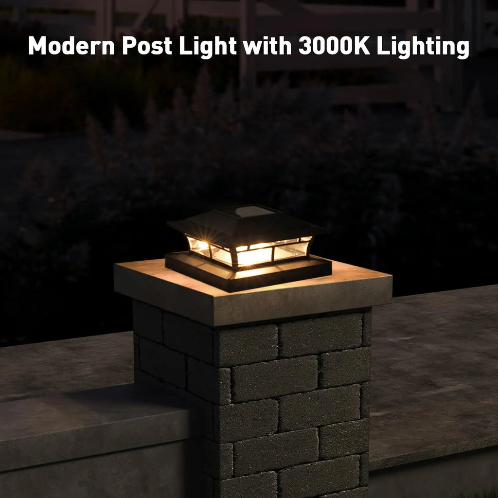 Solar pile fence lamp with ABS shell, warm and white LED light options for garden handrail lawn use