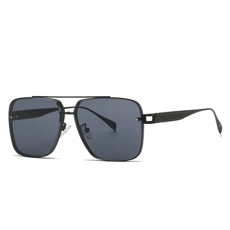 Men's casual metal frame sun glasses with gradient lenses in black frame