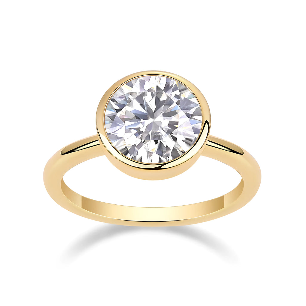 Time Foam gold-plated S925 silver diamond wedding ring set with round moissanite stone on gift box