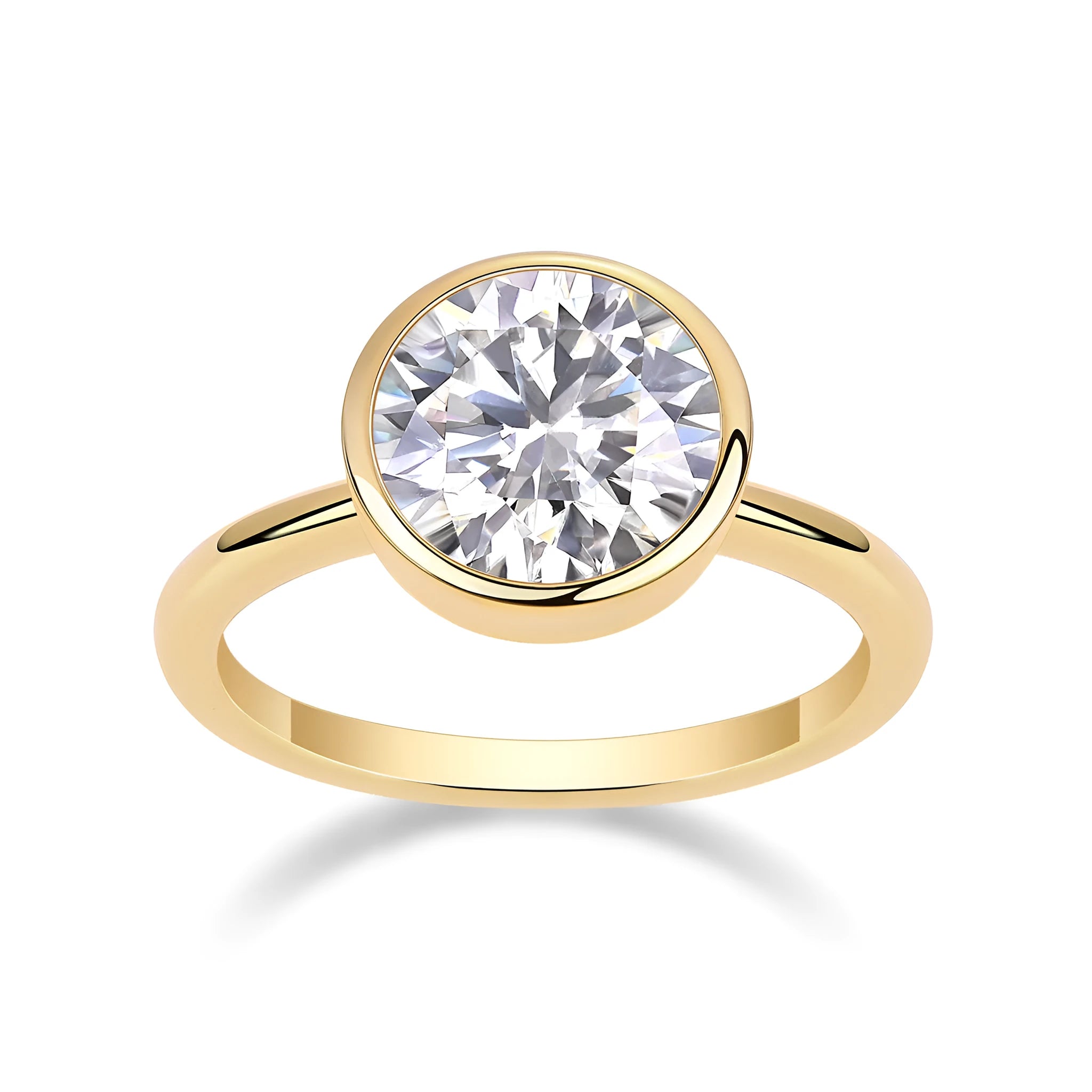 Time Foam gold-plated S925 silver diamond wedding ring set with round moissanite stone on gift box