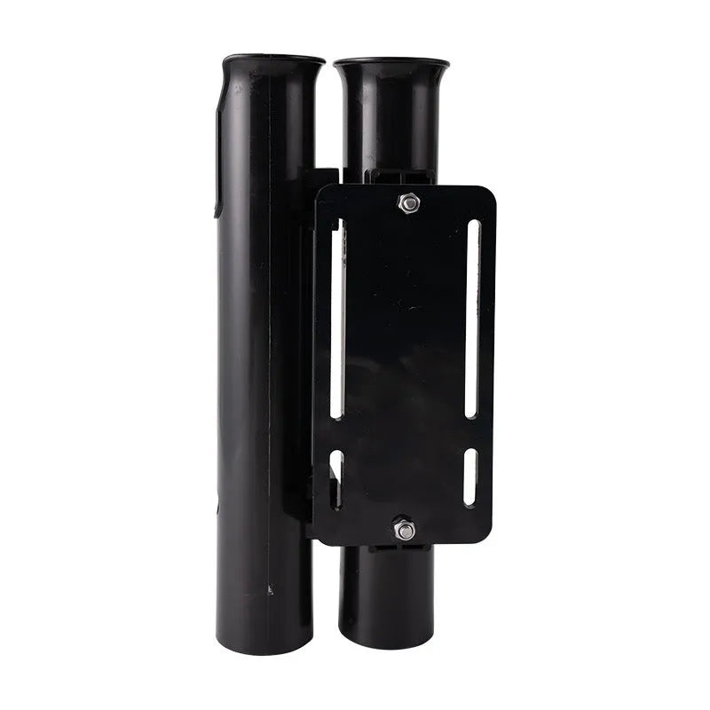 Carbon double-layer plastic fishing rod rack mounted on motorcycle handlebars for rod transport