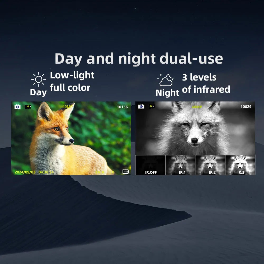 Infrared digital night vision binocular with 600m range, 3-inch display, and 850nm infrared spotlight