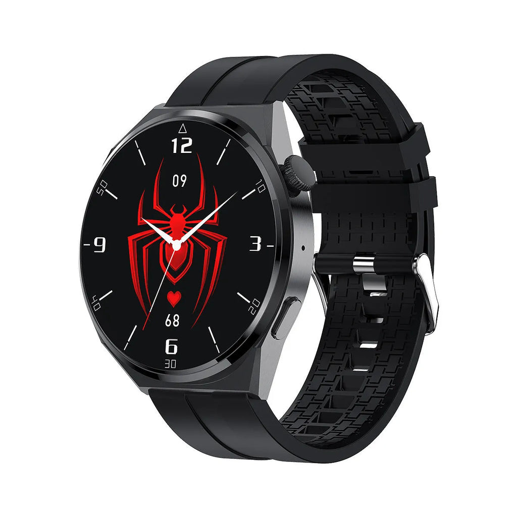 Smart watch in black with TFT screen displaying heart rate monitoring on a wrist