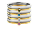 December colour birthstone engraved geometric titanium steel ring with gold electroplated handle