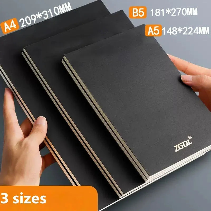 A5 and B5 writing pads showing blank, grid, and lined paper formats with tearable pages