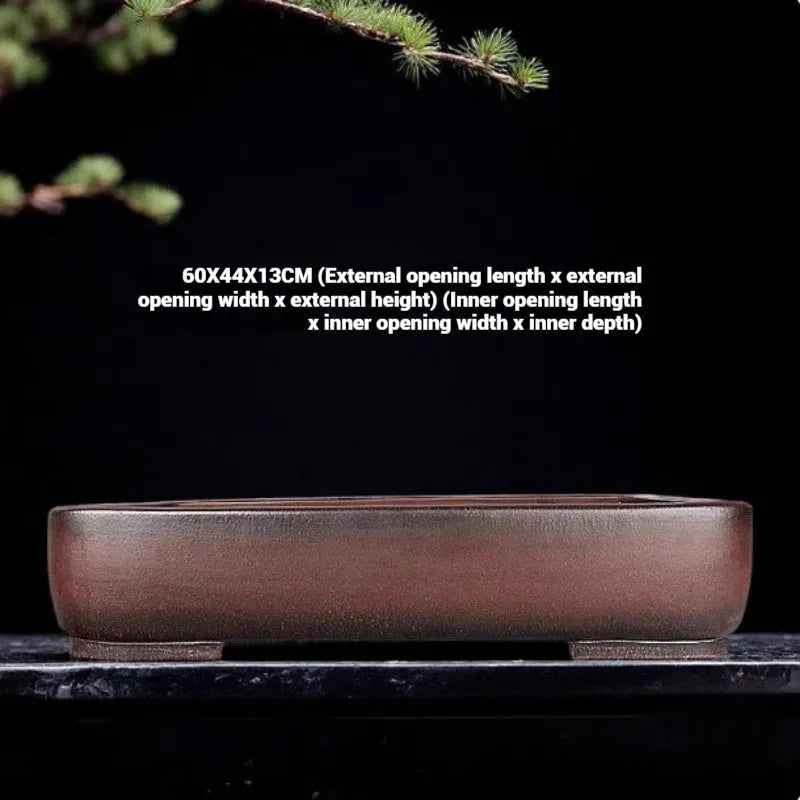 Handmade antique rectangular purple clay flower pot measuring 60x44cm