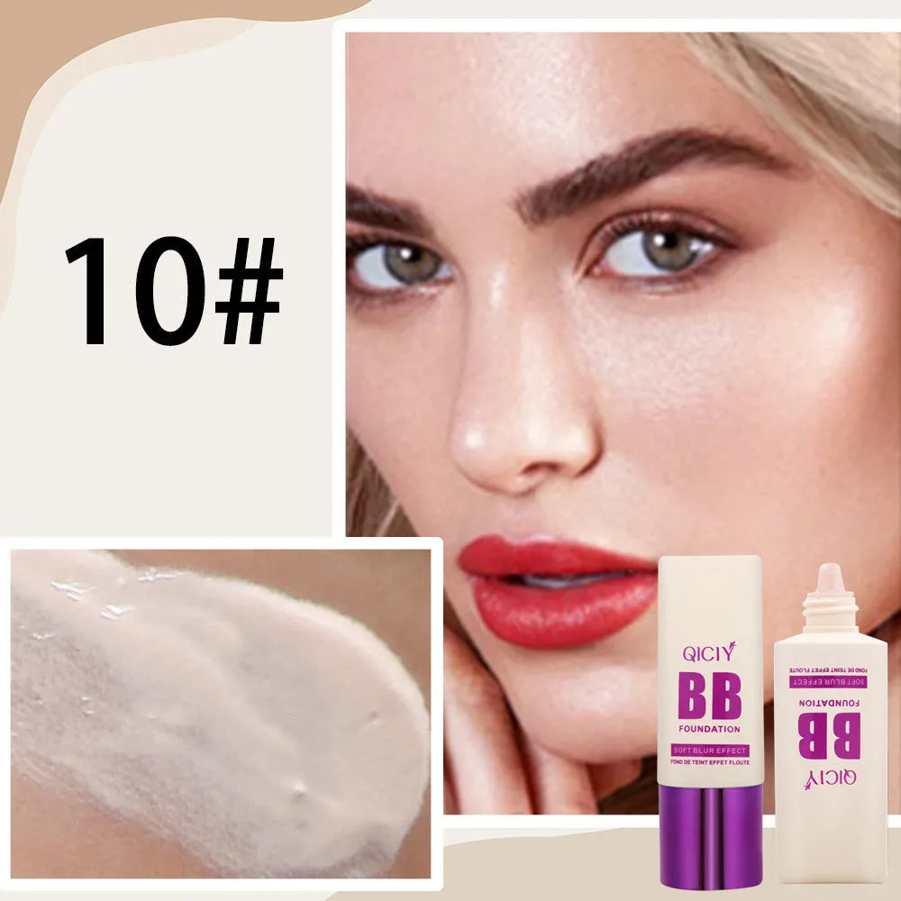 Feeding bottle of BB cream liquid foundation concealer in one of ten shades, labelled 1# to 10#.