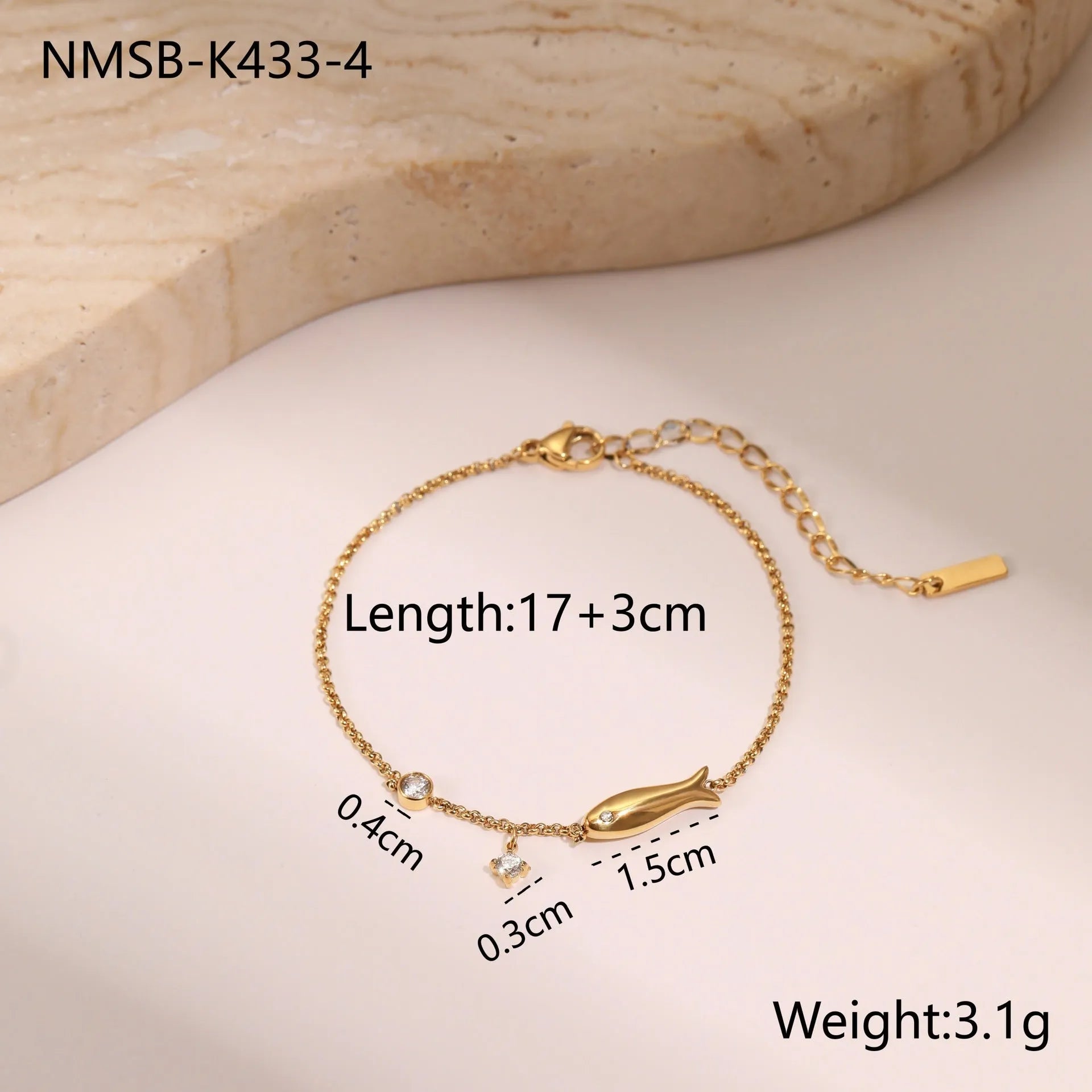 Women's stainless steel bracelet with 18K gold plating and hexagonal geometric star pendant jewellery