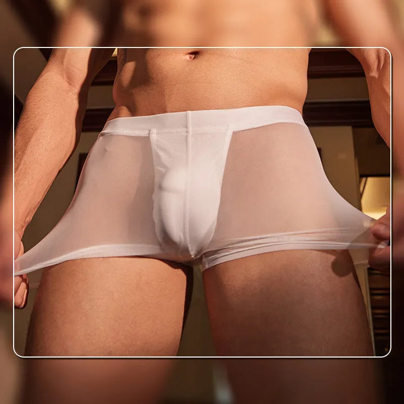 Men's black and white breathable nylon boxer briefs in free size