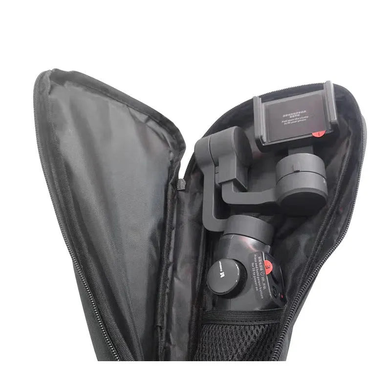 Black cloth storage bag for mobile phone stabilizer accessories and cables